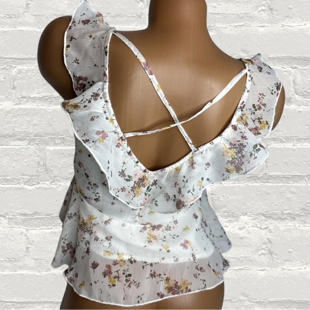 Abercrombie & Fitch Floral Ruffle Strappy Back Peplum Tank - Picture 2 of 5
